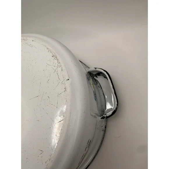 Vintage Berggren Swedish Folkart Enamelware Pot w/Lid "Denna Stuvning" Z10 - Picture 8 of 16